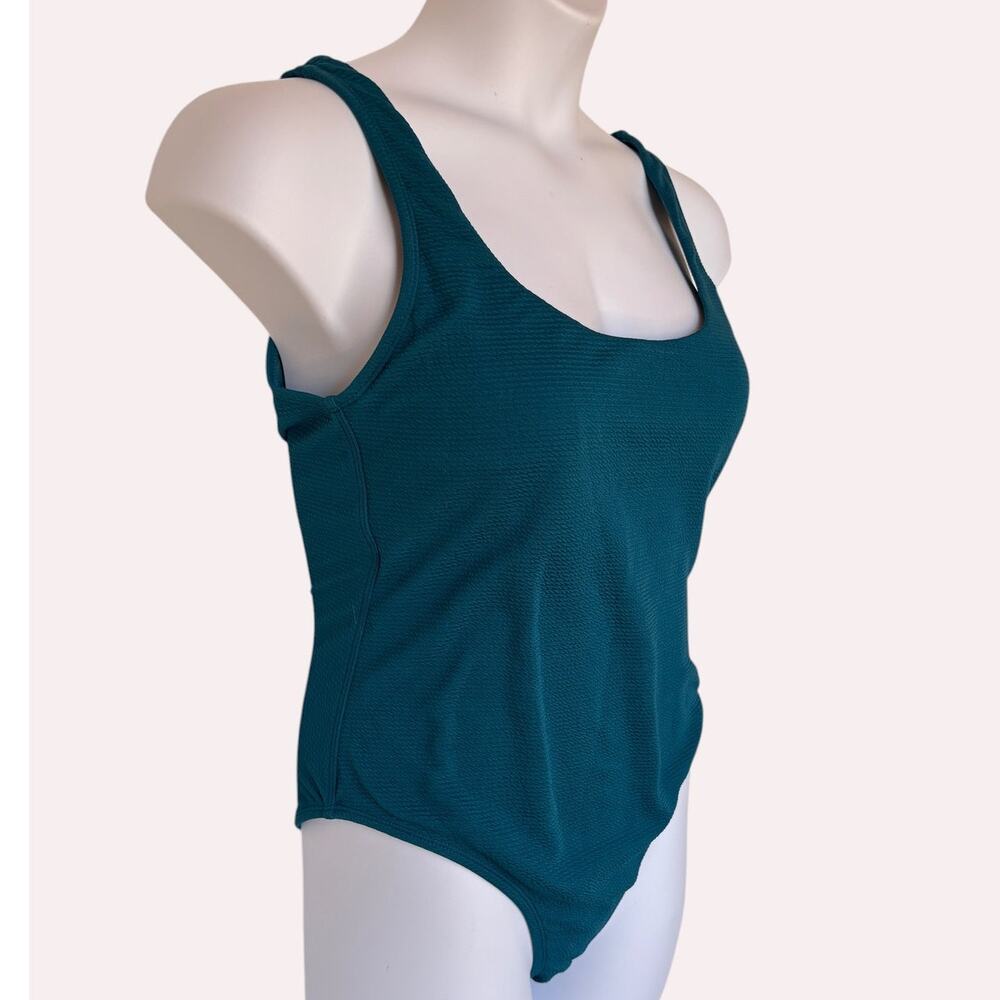 Andie Ibiza Textured Minimalist One Piece Swimsuit - Azure (Ocean Blue) size L - Picture 5 of 12